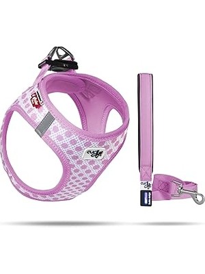 SHC4200 Vest Göğüs Tasması Air-Mesh Pembe-Puantiye 3xs &amp; Gezdirme Tasması