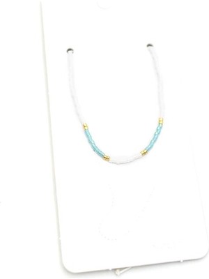 İsmiyle Al Kum Boncuk Halhal - Beyaz