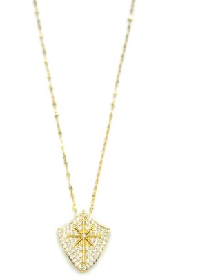 İsmiyle Al Taşlı Kutup Yıldızı Kolye - Altın