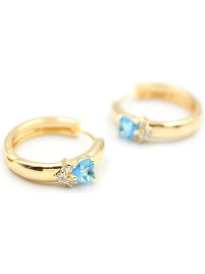 İsmiyle Al Kalp Halka Küpe - Turkuaz