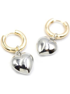 İsmiyle Al Kalp Küpe - Gümüş