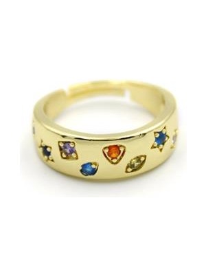 İsmiyle Al Taşlı Yüzük - Altın