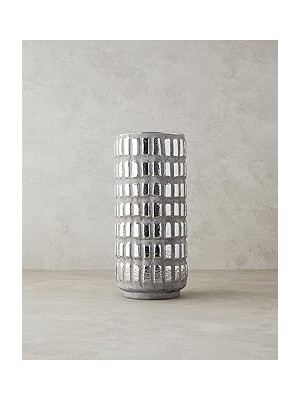 SHC4200 English Glossy Stoneware Vazo Silver