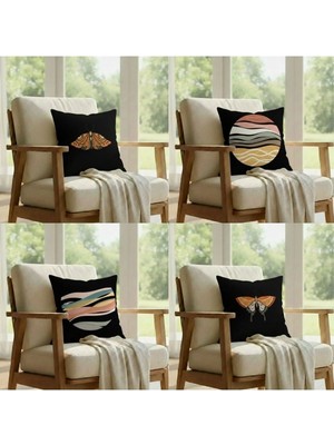 Harikabirev | Kırlent Kılıfı Yastık Kılıfı 4li (Kelebek Bohem Set) | KRLNTKLF4LÜ