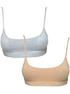 İsmiyle Al Pedli Ip Askılı Gri ve Ten Rengi Büstiyer 2 Adet