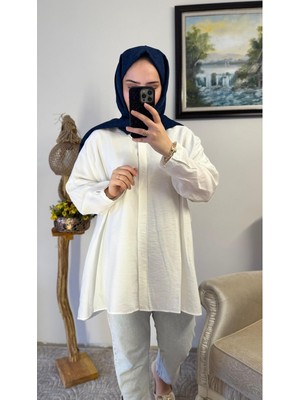 Nuss 3001 Salaş Yazlık Gömlek Krem Çilek Kumaş Yazlık Rahat Kesim