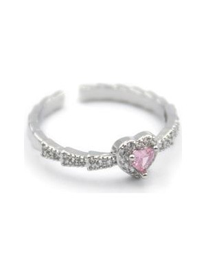 İsmiyle Al Taşlı Kalp Yüzük - Gümüş