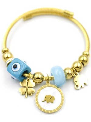 İsmiyle Al Fil Charm Bilezik - Altın