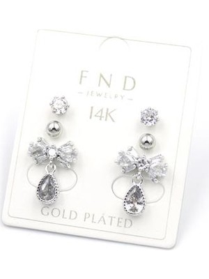 İsmiyle Al Çoklu Taşlı Küpe - Gümüş