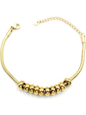 İsmiyle Al Halkalı Yılan Zincir Bileklik - Altın