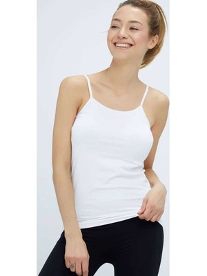 İsmiyle Al Elite Life Kadın Ip Askılı Iz Yapmaz Uzun Beyaz Atlet 846