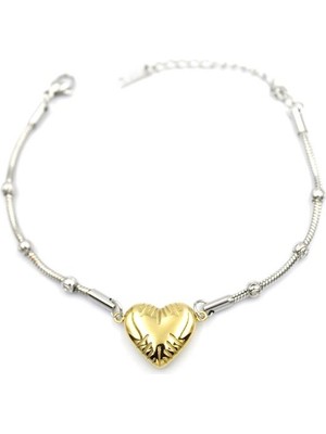 İsmiyle Al Kalp Zincir Bileklik - Altın