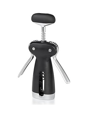 SHC4200 Oxo - Good Grips Steel Kanatlı Tirbuşon, Çıkarılabilir Kapsül Kesici, Plastik, Siyah