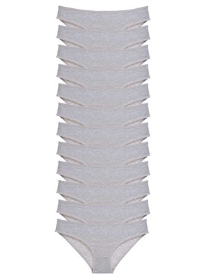 İsmiyle Al 12 Adet Süper Eko Set Likralı Kadın Slip Külot Gri