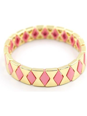 İsmiyle Al Lastikli Porselen Bilezik - Pembe