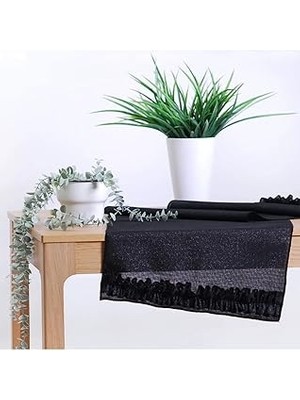 SHC4200 Viemso Simli Keten Runner Fırfırlı 45X150 cm V0002074