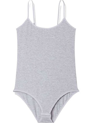 İsmiyle Al Ip Askılı Kadın Çıtçıtlı Body Gri