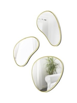 SHC4200 Umbra Hubba Pebble Duvar Montaj Aynaları, 3'lü Set, Pirinç