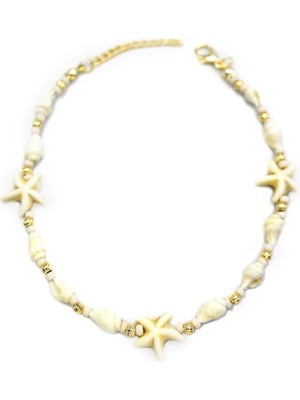 İsmiyle Al Deniz Kabuğu Halhal - Beyaz