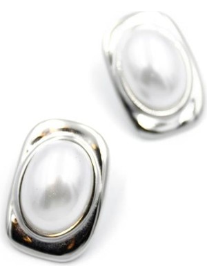 İsmiyle Al Inci Oval Küpe - Gümüş