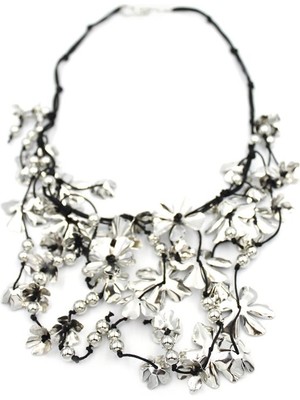 İsmiyle Al Metal Çiçek Kolye - Gümüş