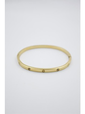 İsmiyle Al Crt Model Taşlı Ince  Bilezik - Altın