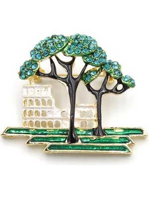 İsmiyle Al Kolezyum Broş - Yeşil