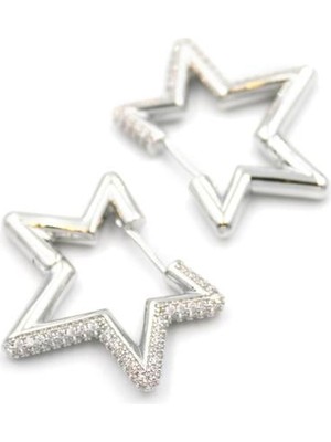 İsmiyle Al Yıldız Küpe - Gümüş