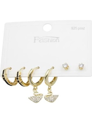 İsmiyle Al Çoklu Kuğu Küpe - Altın