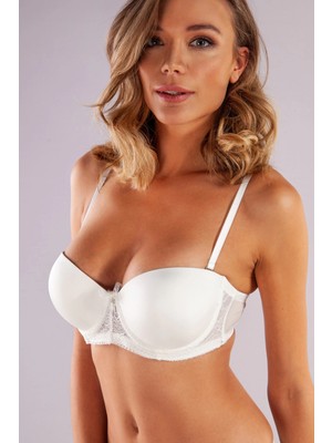 Beruflic Golshan Gala Push-Up Strapless Bra, Ekru Konforlu ve Şık Sütyen, Strapless
