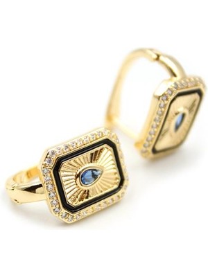 İsmiyle Al Damla Taşlı Küpe - Mavi