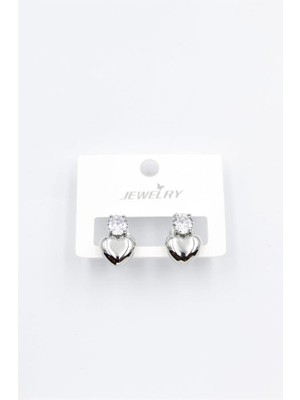 İsmiyle Al Kalp Küpe - Gümüş