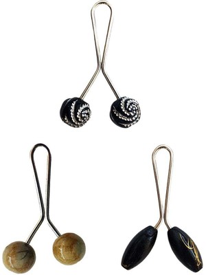 İsmiyle Al 3 Adet Tesettür Eşarp ve Şal Klipsi Hardal Siyah Siyah Desenli