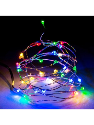 Oktay Sesal 5 Metre Renkli Pilli LED Işık Su Geçirmez Renkli Işık Fiş Derdine Son Noel Işıkları Yılbaşı Işıkları