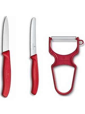 SHC4200 Victorinox Soyma Bıçağı Seti, 3 Parça Kırmızı