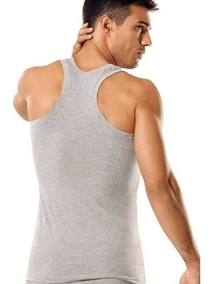 İsmiyle Al 3 Adet Tutku Ribana Spor Erkek Gri Atlet 0118