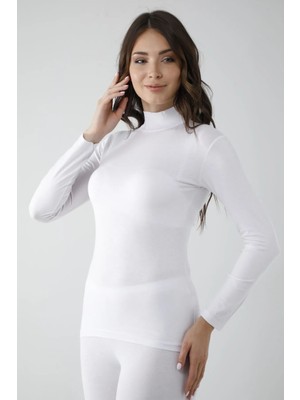 İsmiyle Al Vivaldi Kadın Beyaz Uzun Kol Balıkçı Body Likralı 353