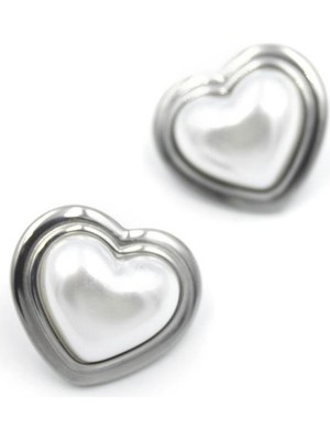 İsmiyle Al Inci Kalp Küpe - Gümüş