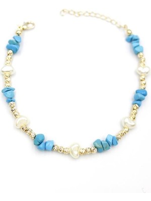 İsmiyle Al Dorika Taş Halhal - Turkuaz