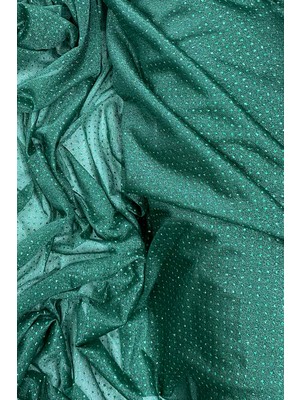 İsmiyle Al Yağmur Damlası Simli Abiye Elbise Şallık Tül Kumaş Zümrüt Yeşili 41-K