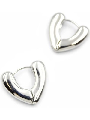 İsmiyle Al Kalp Küpe - Gümüş