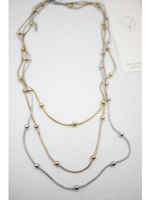 İsmiyle Al Çoklu Zincir Toplu Çelik Kolye - Çok Renkli