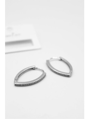 İsmiyle Al Oval Halka Küpe - Gümüş