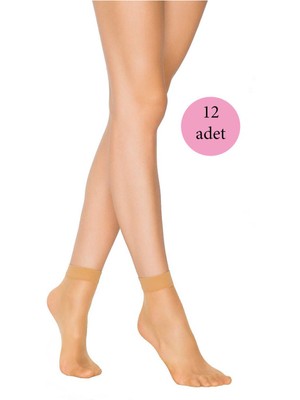 İsmiyle Al 12 Adet Fit 15 Soket Ince Parlak Kısa Çorap Ten