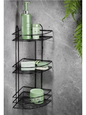 İsmiyle Al Köşelik Banyo 3 Raflı Siyah Metal ROYALEKS-56574