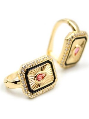 İsmiyle Al Damla Taşlı Küpe - Pembe