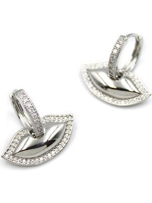 İsmiyle Al Dudak Küpe - Gümüş