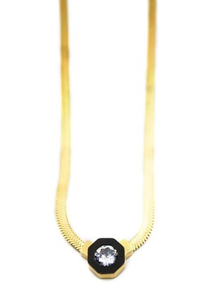 İsmiyle Al Çağla Italyan Zincir Çelik Kolye - Altın