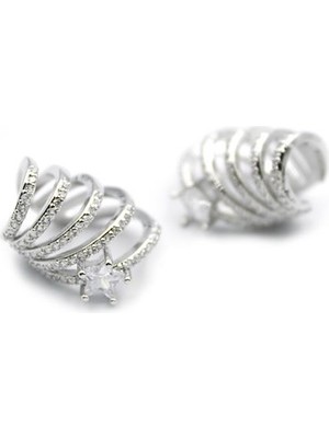 İsmiyle Al 2'li Kıkırdak Küpe - Gümüş