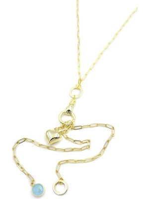 İsmiyle Al Kalp Y Kolye - Altın